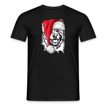 Père Noël américain Akita Chiens Wilsigns - T-shirt homme - noir - Devant - AI Model Male 178 light (178cm)