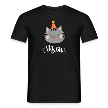 Mignon Kawaii drôle de chat disant miaulement - T-shirt homme - noir - Devant - AI Model Male 178 light (178cm)