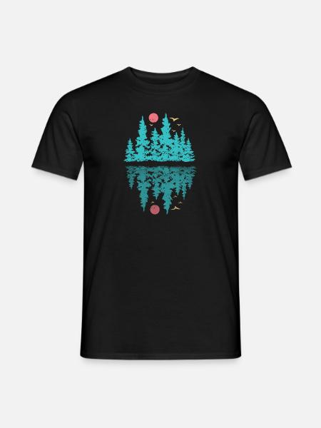 Retro Wald Spiegelung - Männer T-Shirt - Schwarz