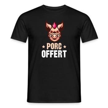 porc offert - T-shirt homme - noir - Devant - AI Model Male 178 light (178cm)
