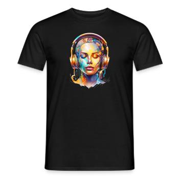 illustration of A DJ, colorful - Men's T-Shirt - black - Front - AI Model Male 178 light (178cm)