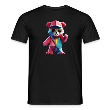 Origami coloré Teddy III - T-shirt homme - noir - Devant - AI Model Male 178 light (178cm)