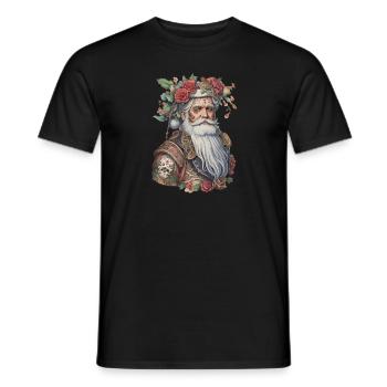 Père Noël, Père Noël, Saint-Nicolas, Rockabilly - T-shirt homme - noir - Devant - AI Model Male 178 light (178cm)