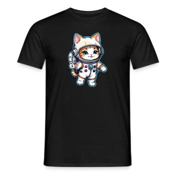 Astronaut Cat - Space - Men's T-Shirt - black - Front - AI Model Male 178 light (178cm)