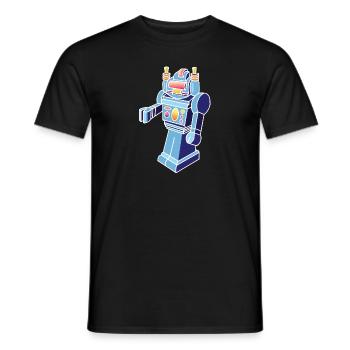 Retro Robot - Men's T-Shirt - black - Front - AI Model Male 178 light (178cm)
