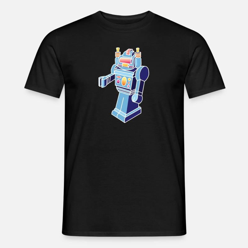 Retro-Roboter - Männer T-Shirt - Schwarz