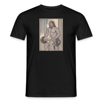 Vintage Muscle Man Jesus Gym - Men's T-Shirt - black - Front - AI Model Male 178 light (178cm)
