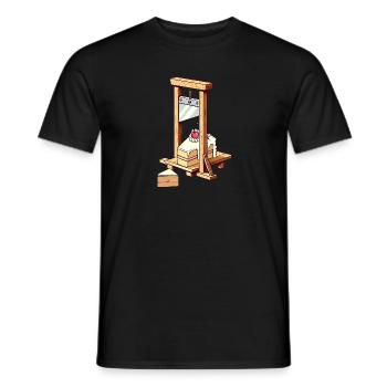 Guillotine « Laissez-les manger du gâteau » - T-shirt homme - noir - Devant - AI Model Male 178 light (178cm)