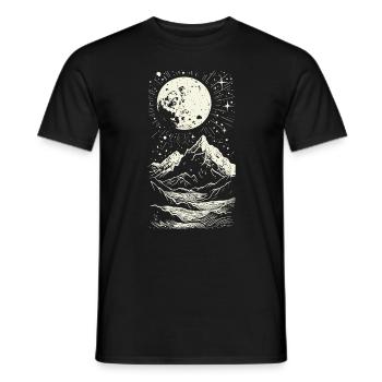 Mystische Berge & Mond Traumhafte Nachtlandschaft - Männer T-Shirt - Schwarz - Vorne - AI Model Male 178 light (178cm)