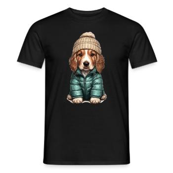 Cocker Spaniel Dog Winter Outfit - Men's T-Shirt - black - Front - AI Model Male 178 light (178cm)
