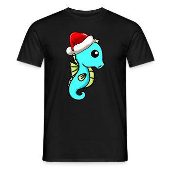 Seahorse Comic Christmas - Men's T-Shirt - black - Front - AI Model Male 178 light (178cm)