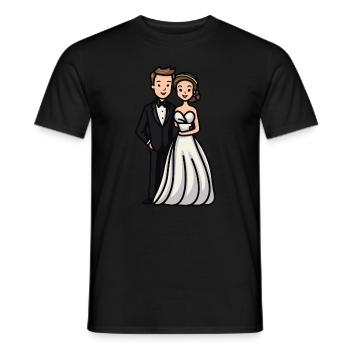 Mariage mariée marié jeunes mariés - T-shirt homme - noir - Devant - AI Model Male 178 light (178cm)