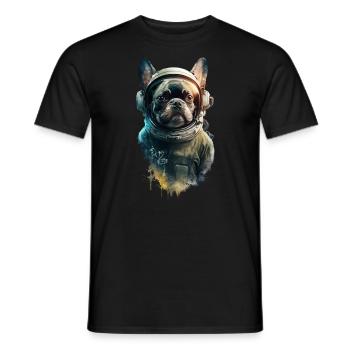 Französische Bulldogge Astronaut - Männer T-Shirt - Schwarz - Vorne - AI Model Male 178 light (178cm)