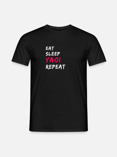 Eat Sleep Yaoi Repeat - Männer T-Shirt - Schwarz