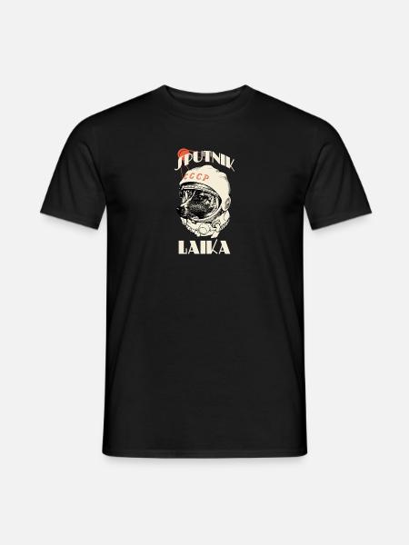 Sputnik Laika SSSR Gagarine Soviet - T-shirt homme - noir