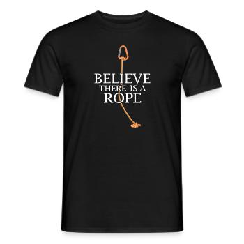mountaineer alpinist carabiner climbing rope - Men's T-Shirt - black - Front - AI Model Male 178 light (178cm)