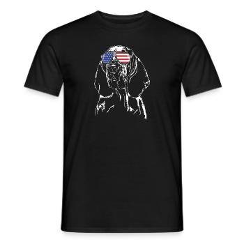 BRACCO ITALIANO America Flag Glasses Dog Wilsigns - Men's T-Shirt - black - Front - AI Model Male 178 light (178cm)