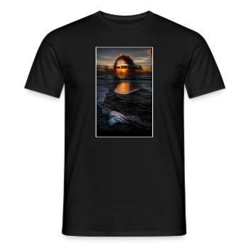Mona Lisa painting as reviewed by Nature - Men's T-Shirt - black - Front - AI Model Male 178 light (178cm)
