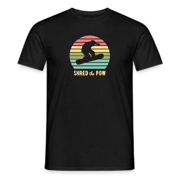 Shred The Pow Snowboarding Vintage Sunset - Men's T-Shirt - black - Front - AI Model Male 178 light (178cm)
