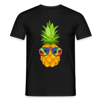 Blume Ananas mit Sonnenbrille Hawaii - Männer T-Shirt - Schwarz - Vorne - AI Model Male 178 light (178cm)