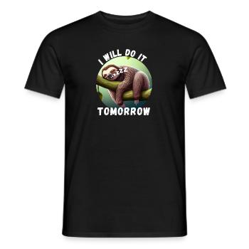 Sloth - I will do it tomorrow - Men's T-Shirt - black - Front - AI Model Male 178 light (178cm)