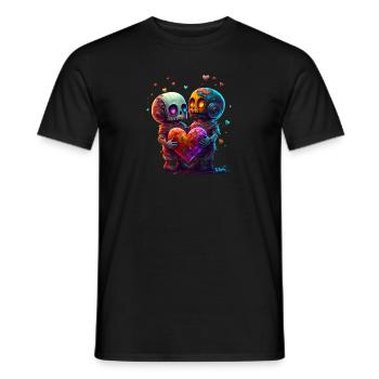 Roboter Liebe Herz Valentinstag - Männer T-Shirt - Schwarz - Vorne - AI Model Male 178 light (178cm)