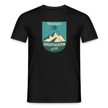 Wintersport in Obertauern - Austria - Skifahren - Männer T-Shirt - Schwarz - Vorne - AI Model Male 178 light (178cm)