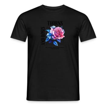 Thorns and Roses - Rosen Blume - Männer T-Shirt - Schwarz - Vorne - AI Model Male 178 light (178cm)