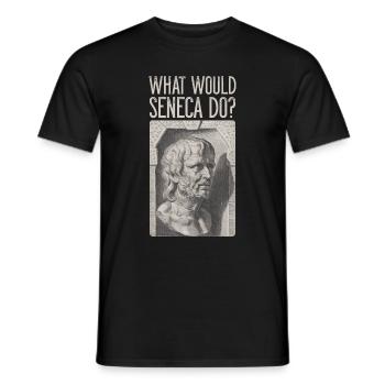 Seneca Bust Stoic Stoa WHAT WOULD SENECA DO? - Men's T-Shirt - black - Front - AI Model Male 178 light (178cm)