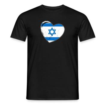 Israel Heart Star of David Israeli origin - Men's T-Shirt - black - Front - AI Model Male 178 light (178cm)