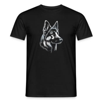 Deutscher Schäferhund Kopf silber - Männer T-Shirt - Schwarz - Vorne - AI Model Male 178 light (178cm)