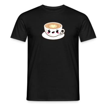 Café cappuccino kawaii - T-shirt homme - noir - Devant - AI Model Male 178 light (178cm)