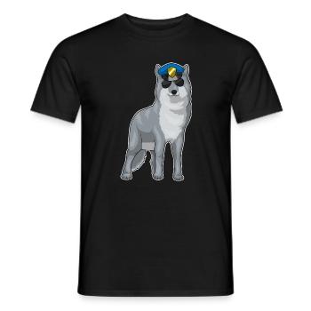 Wolf Polizist Sonnenbrille Polizei - Männer T-Shirt - Schwarz - Vorne - AI Model Male 178 light (178cm)
