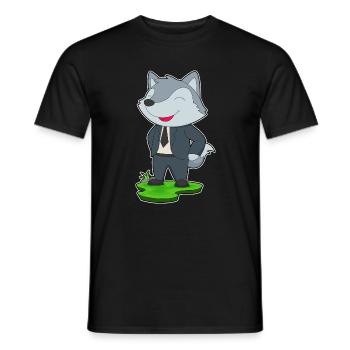Wolf Bräutigam Krawatte Hochzeit - Männer T-Shirt - Schwarz - Vorne - AI Model Male 178 light (178cm)