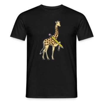 Giraffe Student Pencil School - Men's T-Shirt - black - Front - AI Model Male 178 light (178cm)
