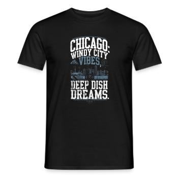 Chicago: Windy City Vibes, Deep Dish Dreams - Men's T-Shirt - black - Front - AI Model Male 178 light (178cm)