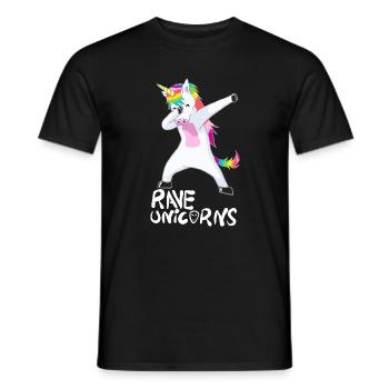 Logo Rave Unicorns White Text - Männer T-Shirt - Schwarz - Vorne - AI Model Male 178 light (178cm)