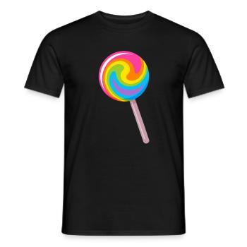 Colourful spiral lollipop in rainbow colours - Men's T-Shirt - black - Front - AI Model Male 178 light (178cm)