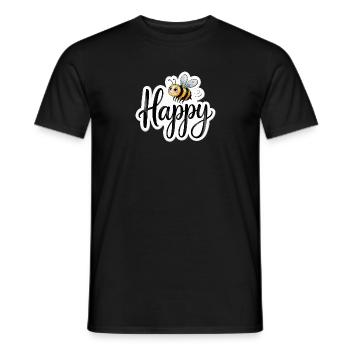 Abeille avec un sort chanceux dans le lettrage de la main être heureux - T-shirt homme - noir - Devant - AI Model Male 178 light (178cm)
