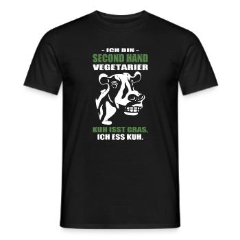 La vache végétarienne mange de l’herbe Je mange de la vache - T-shirt homme - noir - Devant - AI Model Male 178 light (178cm)