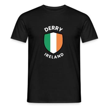 Derry Ireland Shield Flag - Men's T-Shirt - black - Front - AI Model Male 178 light (178cm)