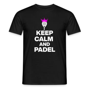 RESTEZ CALMES ET PADELEZ ! ÉCLATEZ LE PADEL FANS ET LE SPORT - T-shirt homme - noir - Devant - AI Model Male 178 light (178cm)