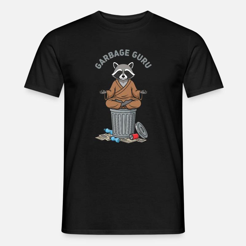 Müllguru Waschbär Zen - Männer T-Shirt - Schwarz