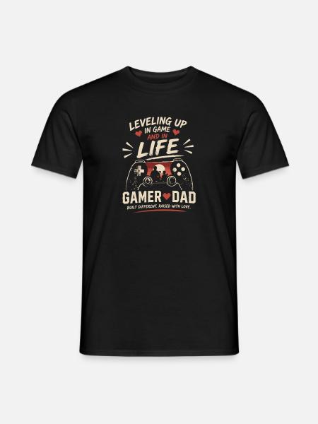 Gamer Dad: Level Up i spil og liv - Mænd T-shirt - sort