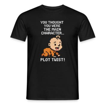 Plot Twist: Child is the main character | Gamer parents - Men's T-Shirt - black - Front - AI Model Male 178 light (178cm)