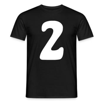 Deux : Minimal Numéral 2 | Deuxième - T-shirt homme - noir - Devant - AI Model Male 178 light (178cm)