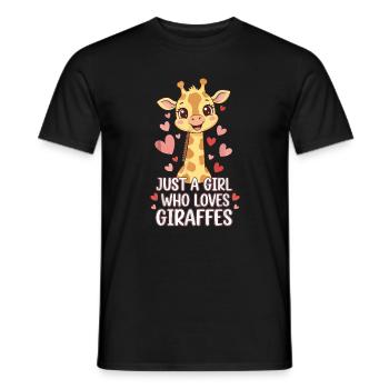 La fille aime les cœurs de girafe - T-shirt homme - noir - Devant - AI Model Male 178 light (178cm)