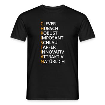 Christian Name Geschenk - Männer T-Shirt - Schwarz - Vorne - AI Model Male 178 light (178cm)