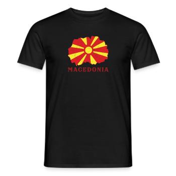 Mazedonien Balkan Herkunft Reise Flagge Skopje - Männer T-Shirt - Schwarz - Vorne - AI Model Male 178 light (178cm)