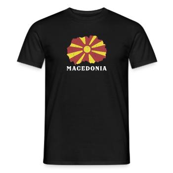 Mazedonien Balkan Herkunft Reise Flagge Skopje - Männer T-Shirt - Schwarz - Vorne - AI Model Male 178 light (178cm)